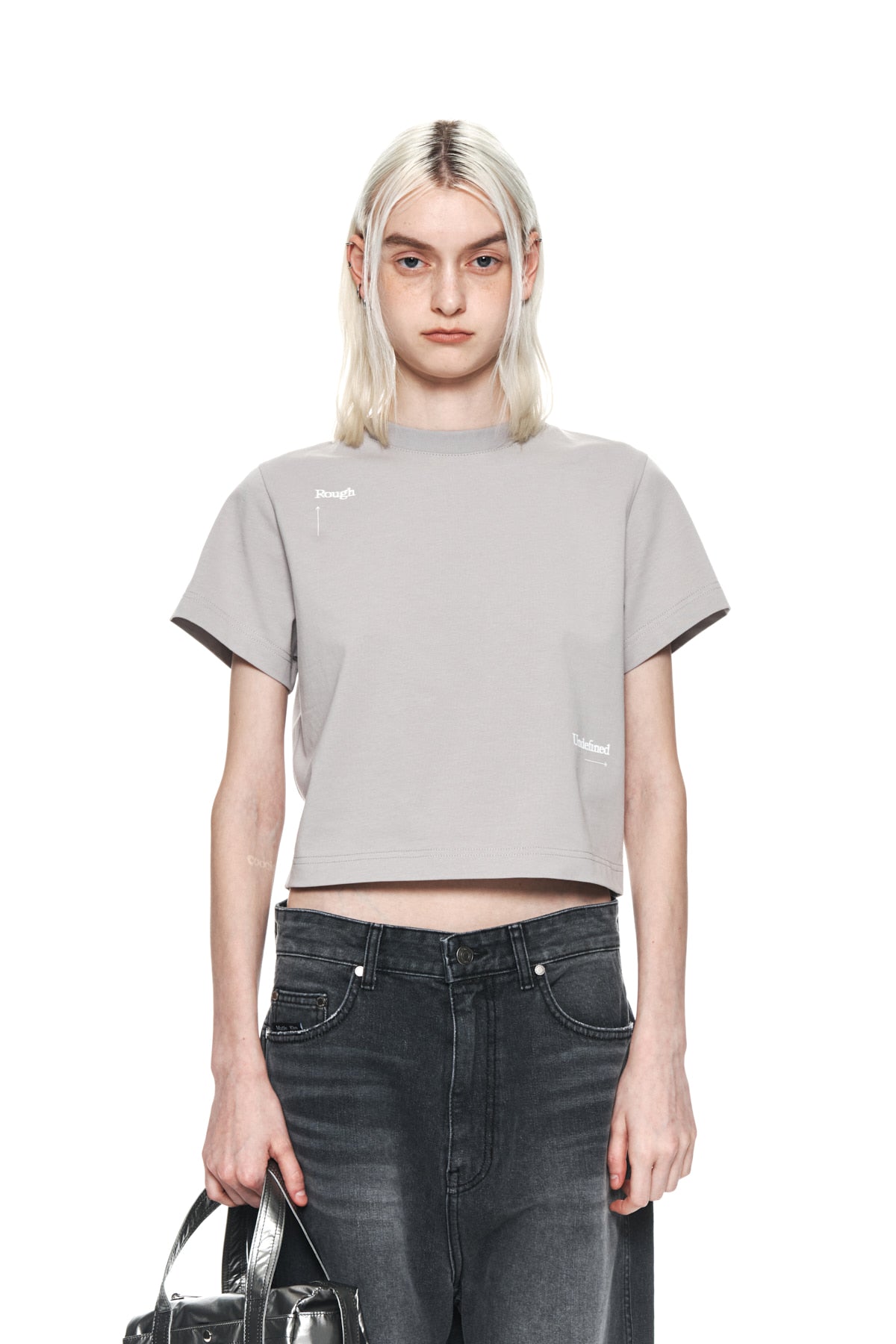 Matin Kim - Keyword Lettering Crop Top (Light Grey) product image 5 | TRAB K-Fashion Australia