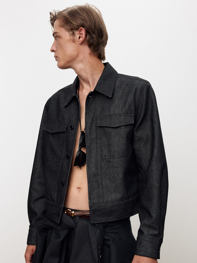 Tonywack - Hidden Button Denim Blouson (Charcoal Indigo) product image 4 | TRAB K-Fashion Australia