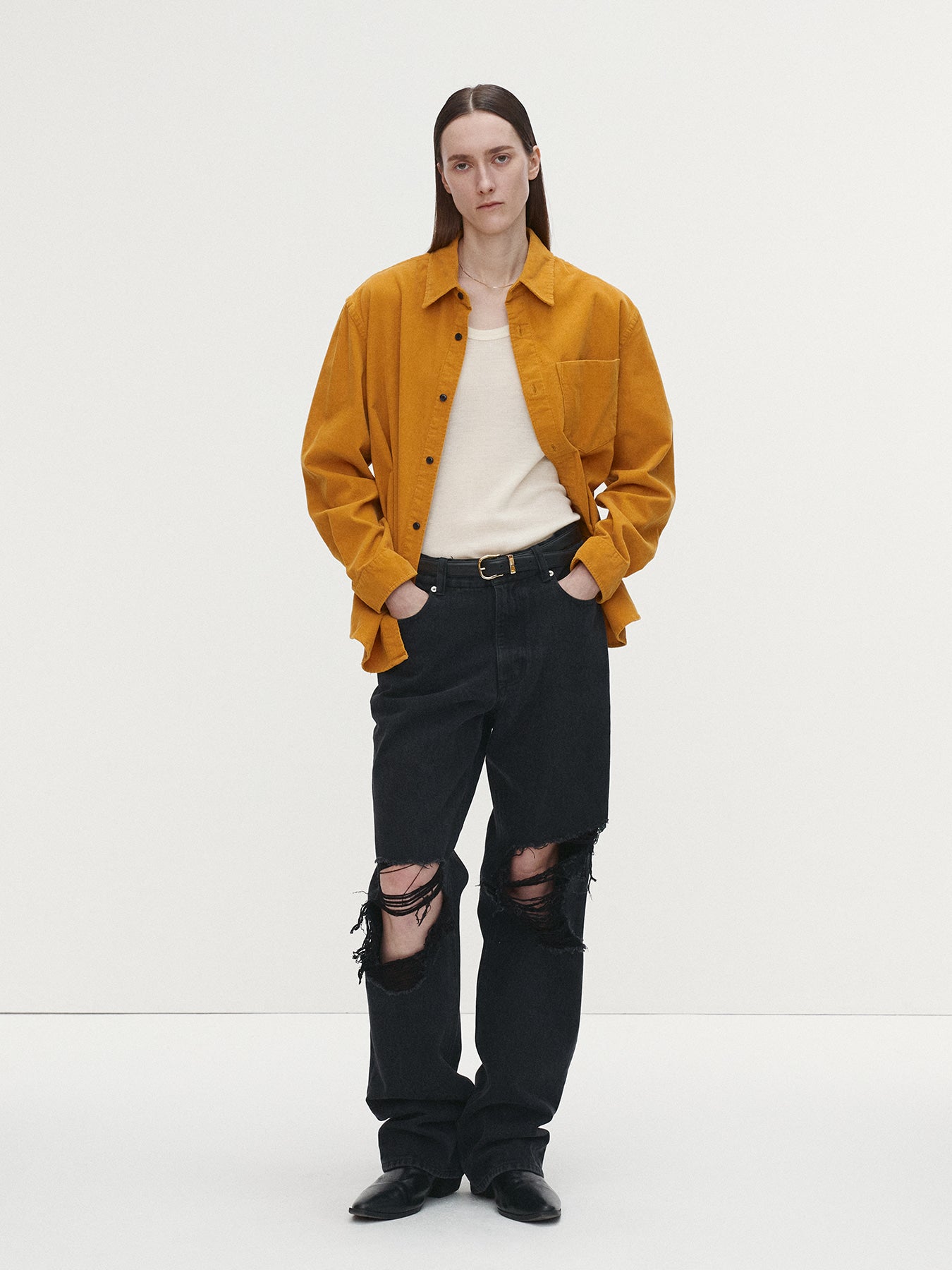 Tonywack - Washed Corduroy Distressed Shirt (Mustard) product image 1 | TRAB K-Fashion Australia