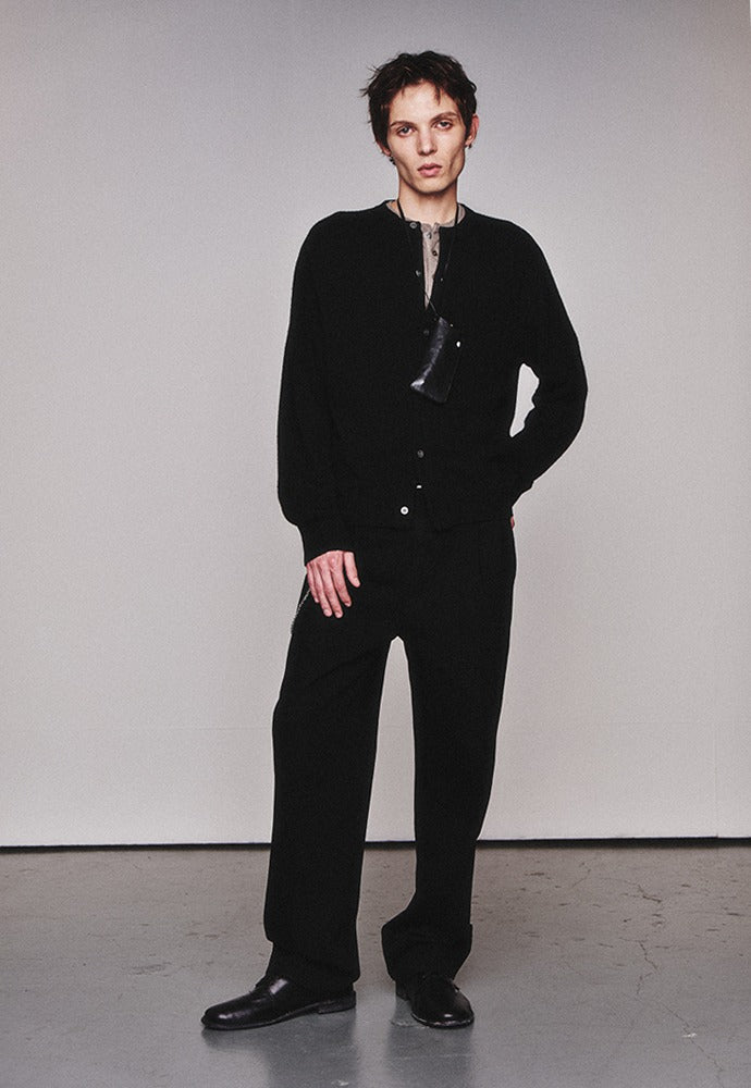 Art if acts - Wholegarment Round Neck Cardigan (Black) product image 1 | TRAB K-Fashion Australia