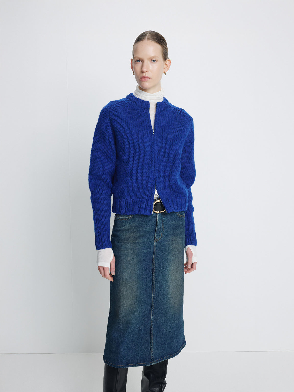 Tonywack - Shetland Wool Knitted Zip Blouson (Royal Blue) product image 1 | TRAB K-Fashion Australia