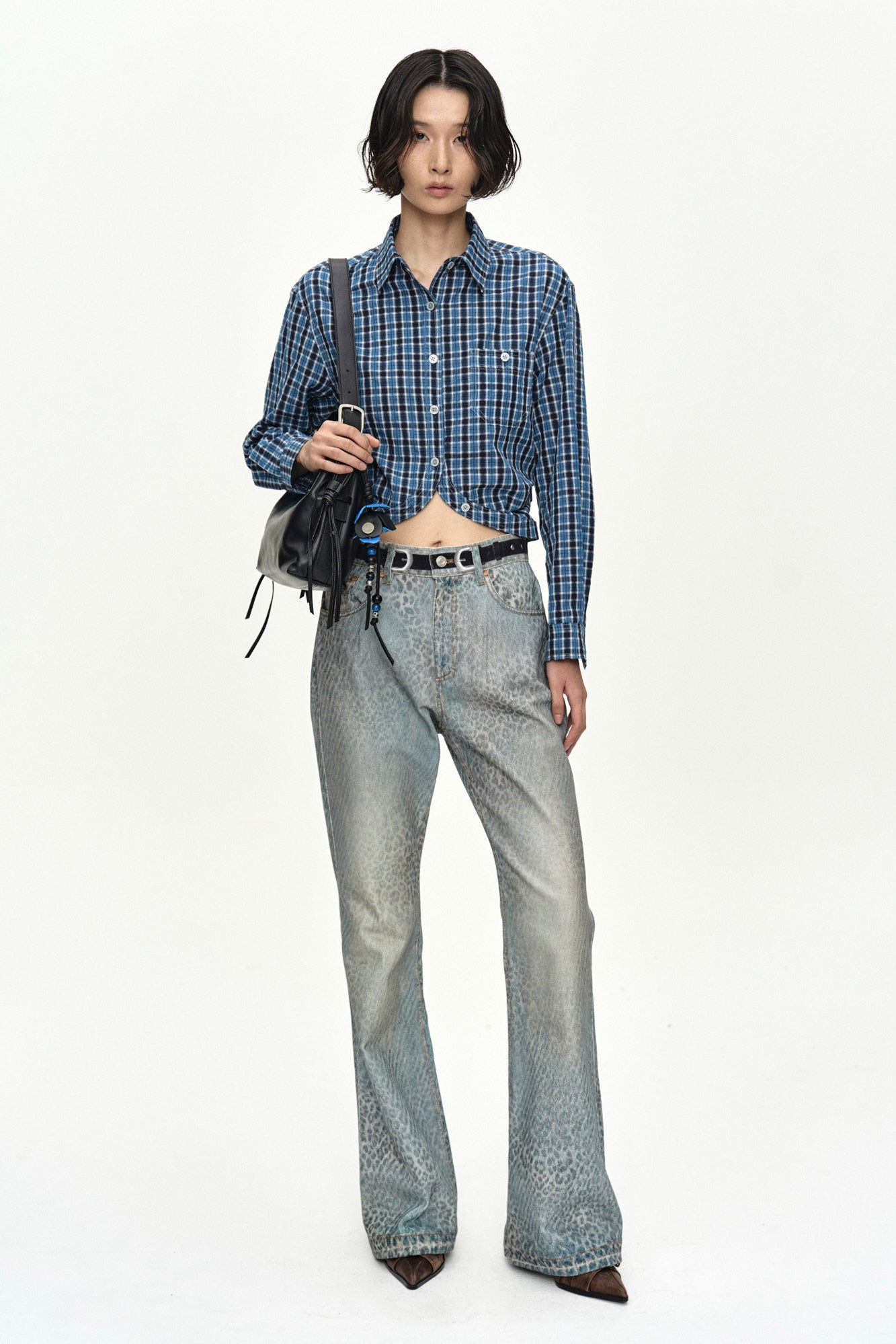 Andersson Bell - Check Curves Hem Shirt (Blue) product image 8 | TRAB K-Fashion Australia