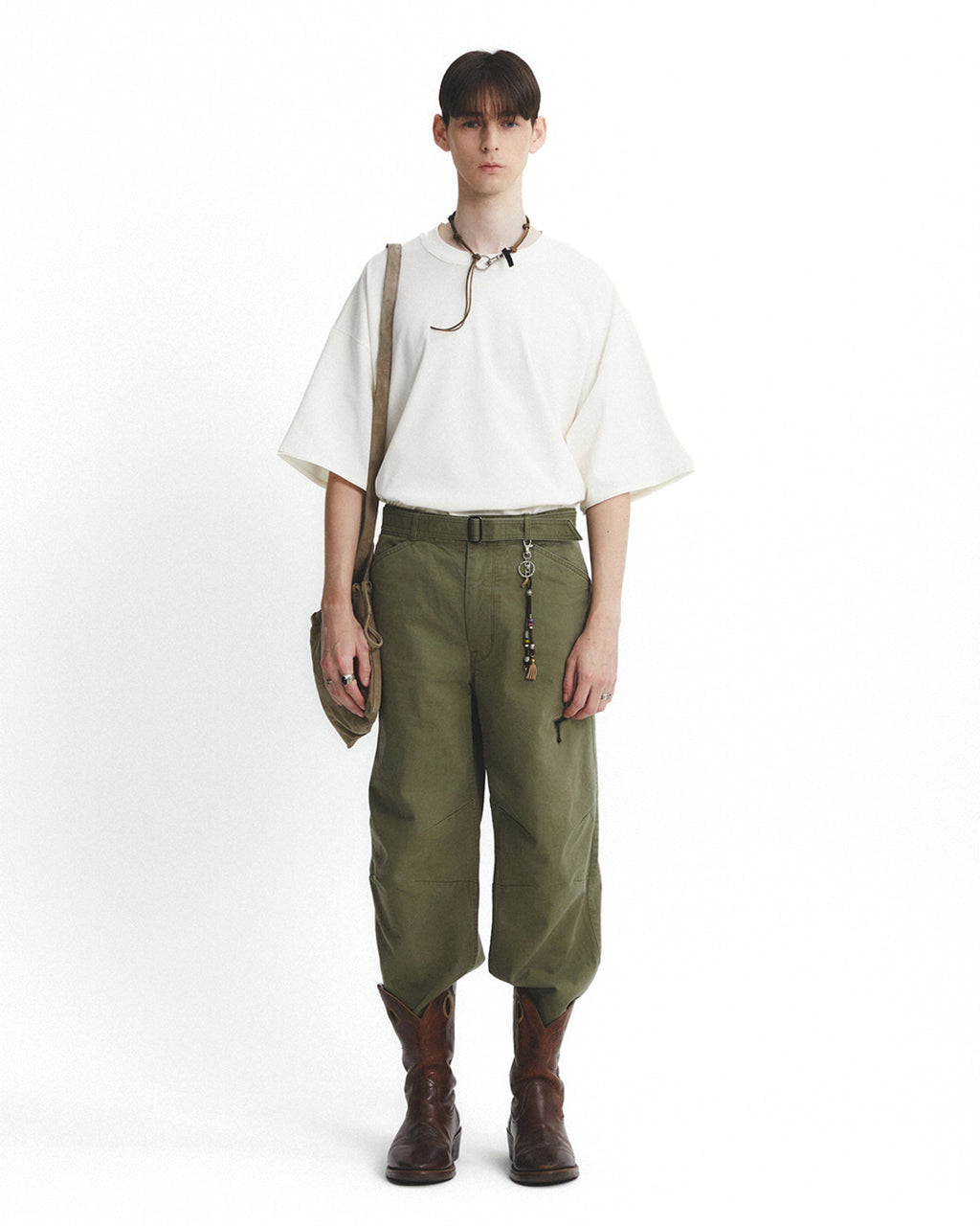 Eastlogue - Curve Knee Belted Pants (Olive) product image 1 | TRAB K-Fashion Australia