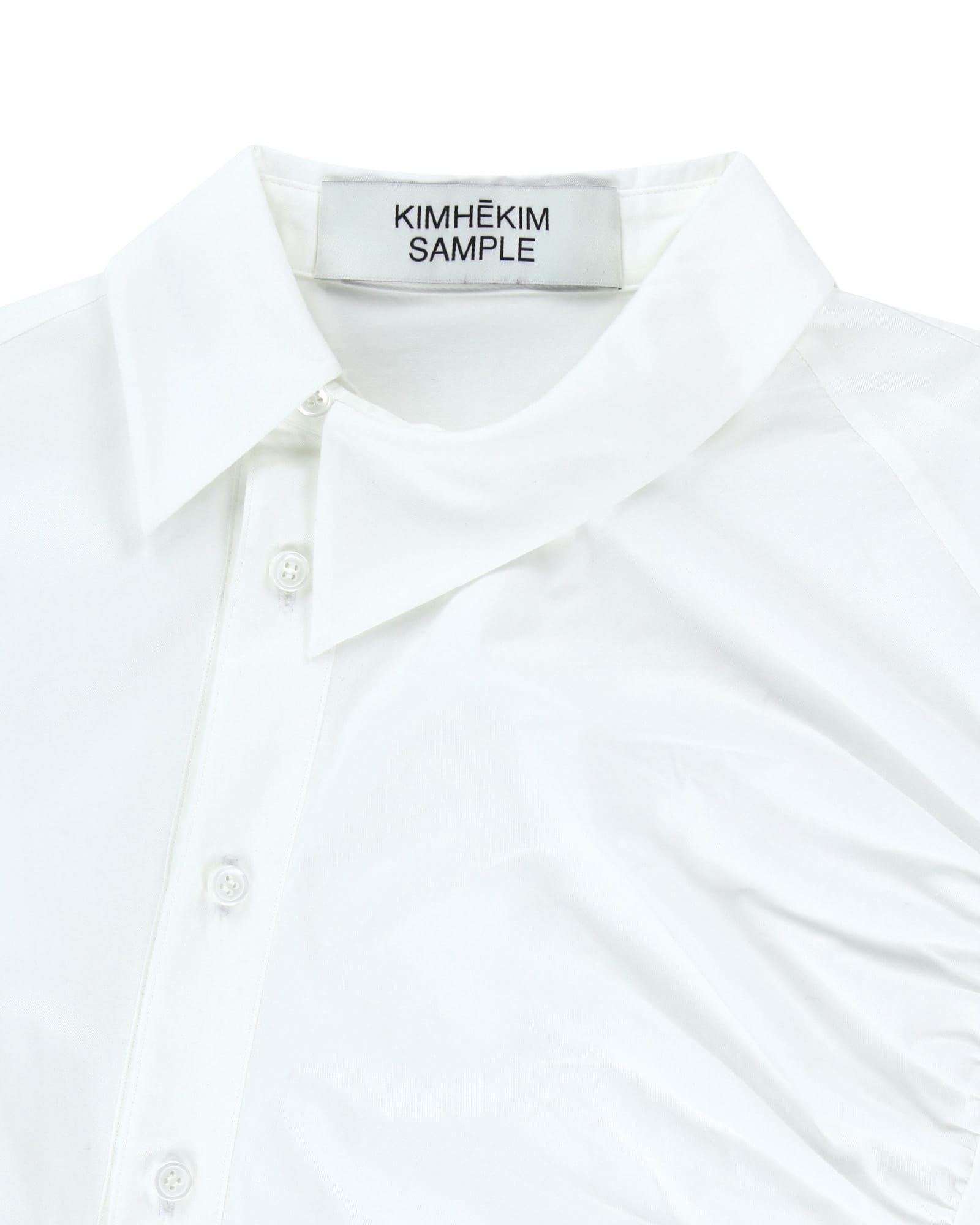 Kimhe Kim - Asymmetrical Shirring Shirt (White) product image 15 | TRAB K-Fashion Australia
