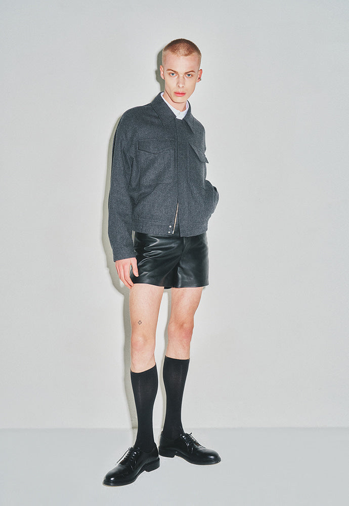 Tonywack - Merino Wool Chest Pocket Blouson Australian Wool 100% (Dark Grey) product image 4 | TRAB K-Fashion Australia