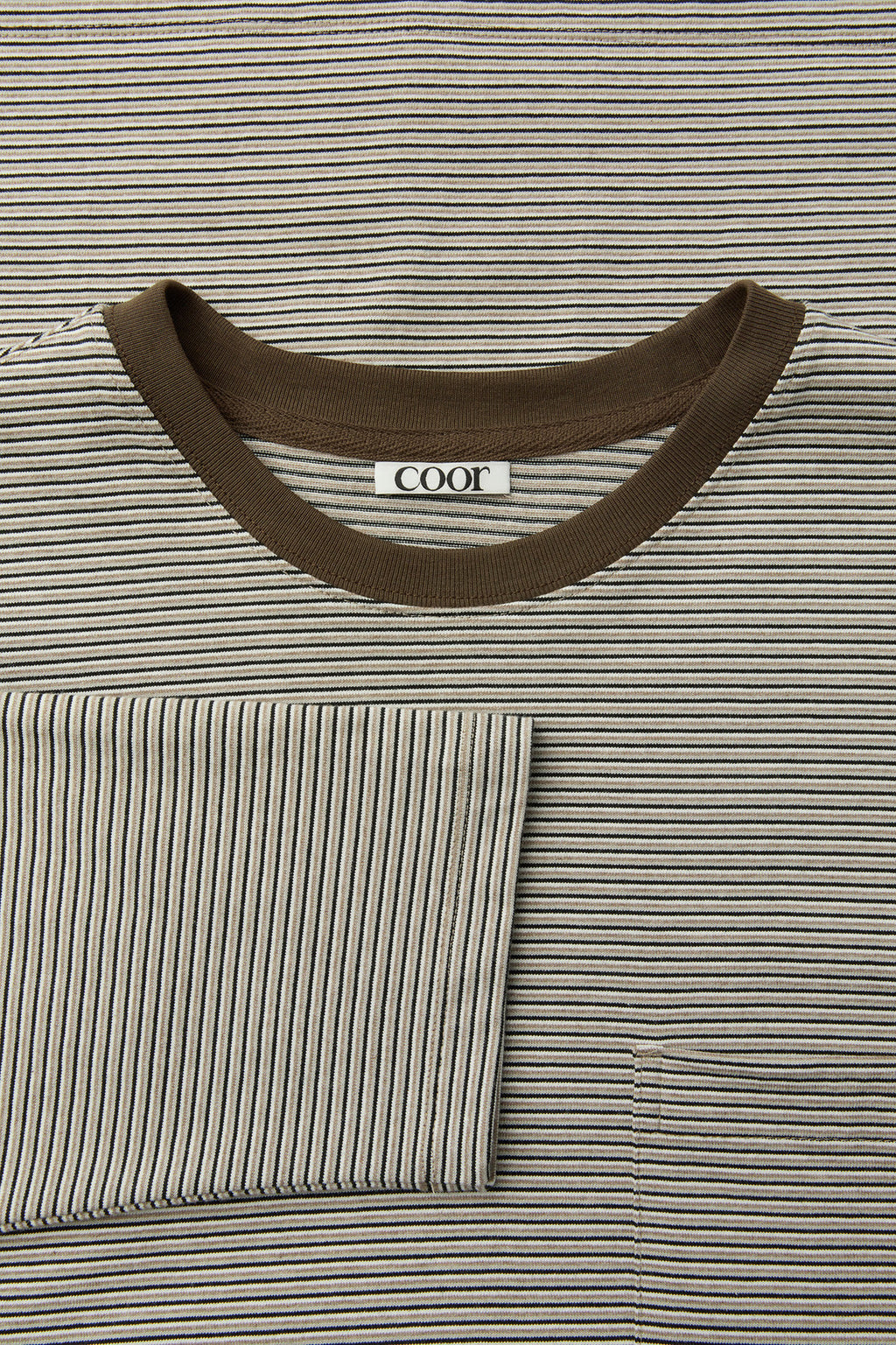 Coor - Multi Pin Stripe Pocket T-Shirt (Beige) product image 5 | TRAB K-Fashion Australia