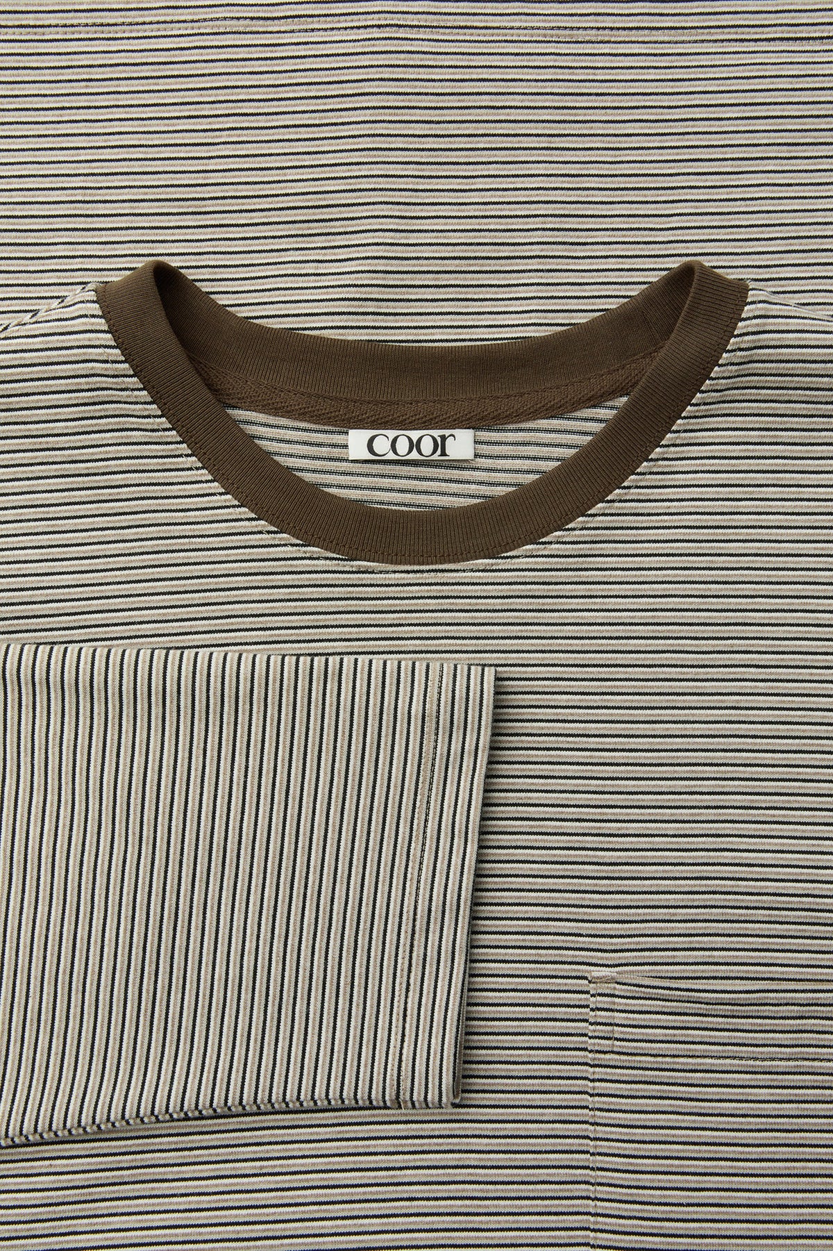 Coor - Multi Pin Stripe Pocket T-Shirt (Beige) product image 5 | TRAB K-Fashion Australia