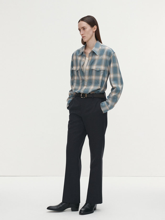 Tonywack - Checked Cotton Modal Western Shirt Japanese Fabric (Sky Blue) product image 2 | TRAB K-Fashion Australia