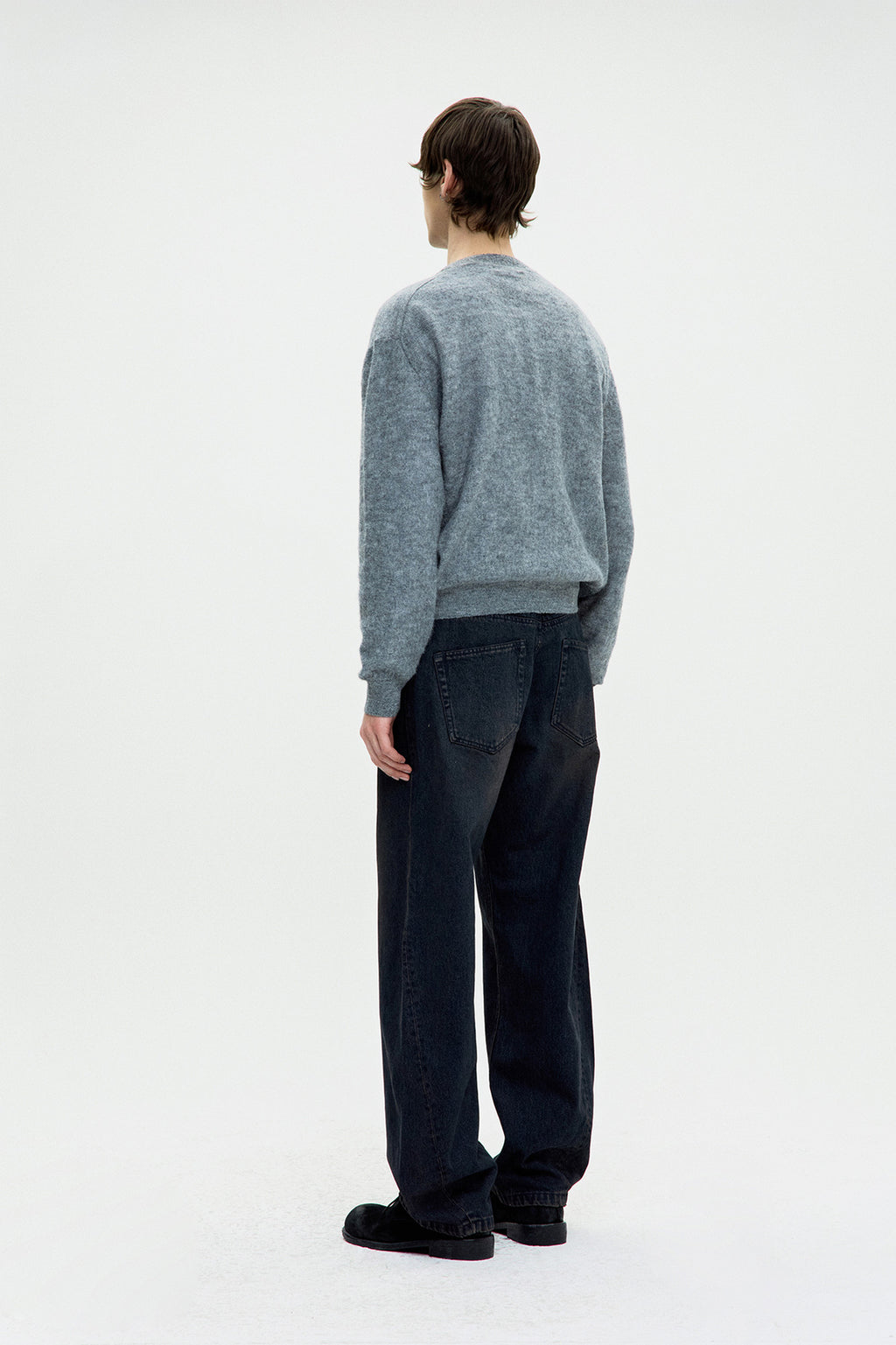 Coor - Alpaca Blend Striped V-Neck Sweater (Melange Gray) product image 4 | TRAB K-Fashion Australia