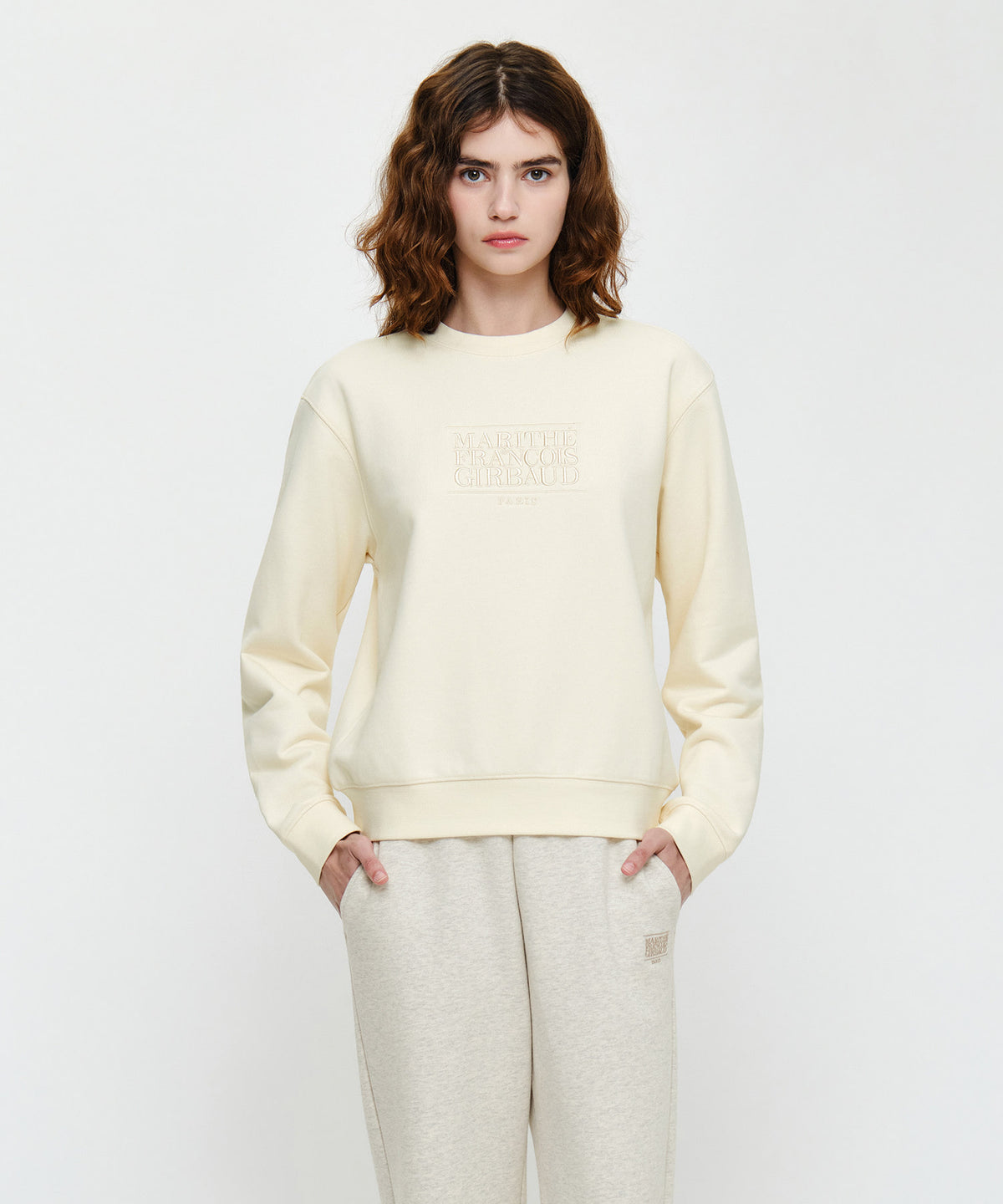 Marithe & Francois Girbaud - Classic Logo Sweatshirt (Cream) product image 1 | TRAB K-Fashion Australia