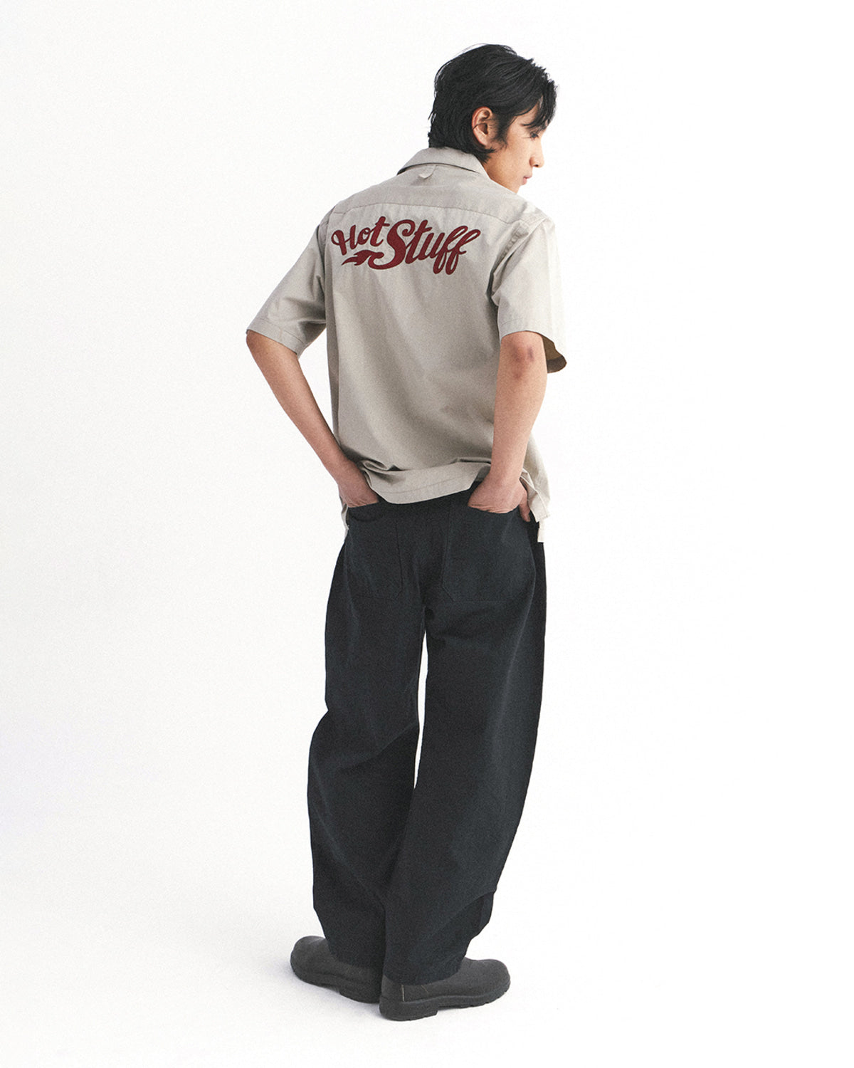 Eastlogue - Embroidered Work Half Shirts (Sand) product image 4 | TRAB K-Fashion Australia