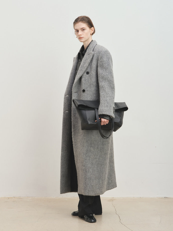 Tonywack - Soft Wool Alpaca Double-Breasted Coat (Melange Grey) product image 4 | TRAB K-Fashion Australia