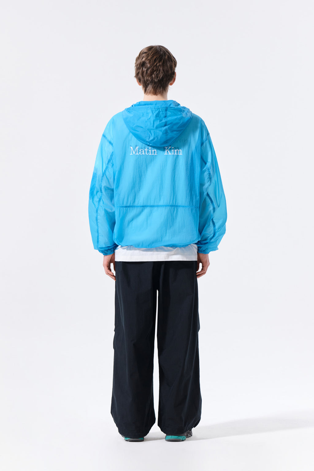 Matin Kim - Back Logo Hoody Windbreaker (Blue) product image 8 | TRAB K-Fashion Australia