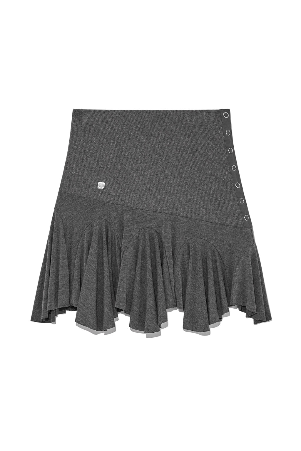 Matin Kim - Unbalance Flare Folding Skirt (Charcoal) product image 1 | TRAB K-Fashion Australia