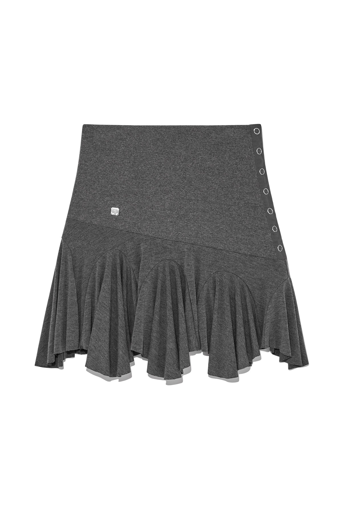 Matin Kim - Unbalance Flare Folding Skirt (Charcoal) product image 1 | TRAB K-Fashion Australia