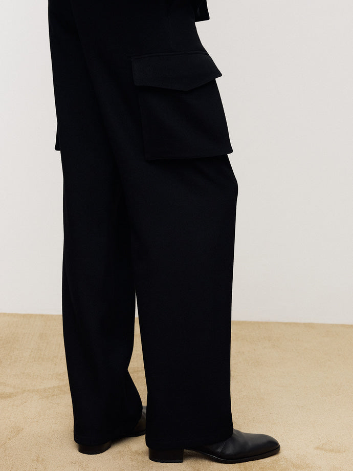 Tonywack - Textured Wool Wide Cargo Pants (Black) product image 1 | TRAB K-Fashion Australia