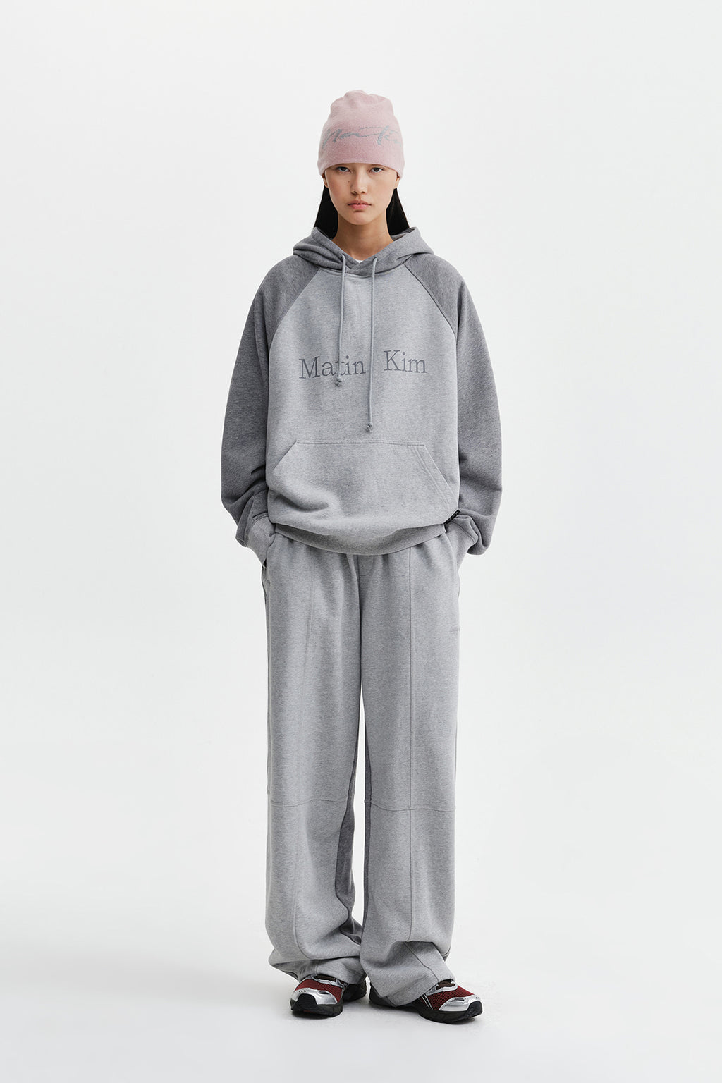 Matin Kim - Color Block Logo Hoody Top (Grey) product image 10 | TRAB K-Fashion Australia