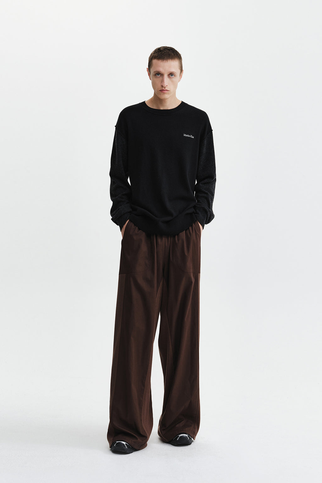 Matin Kim - Waffle Color Block Track Pants (Brown) product image 9 | TRAB K-Fashion Australia