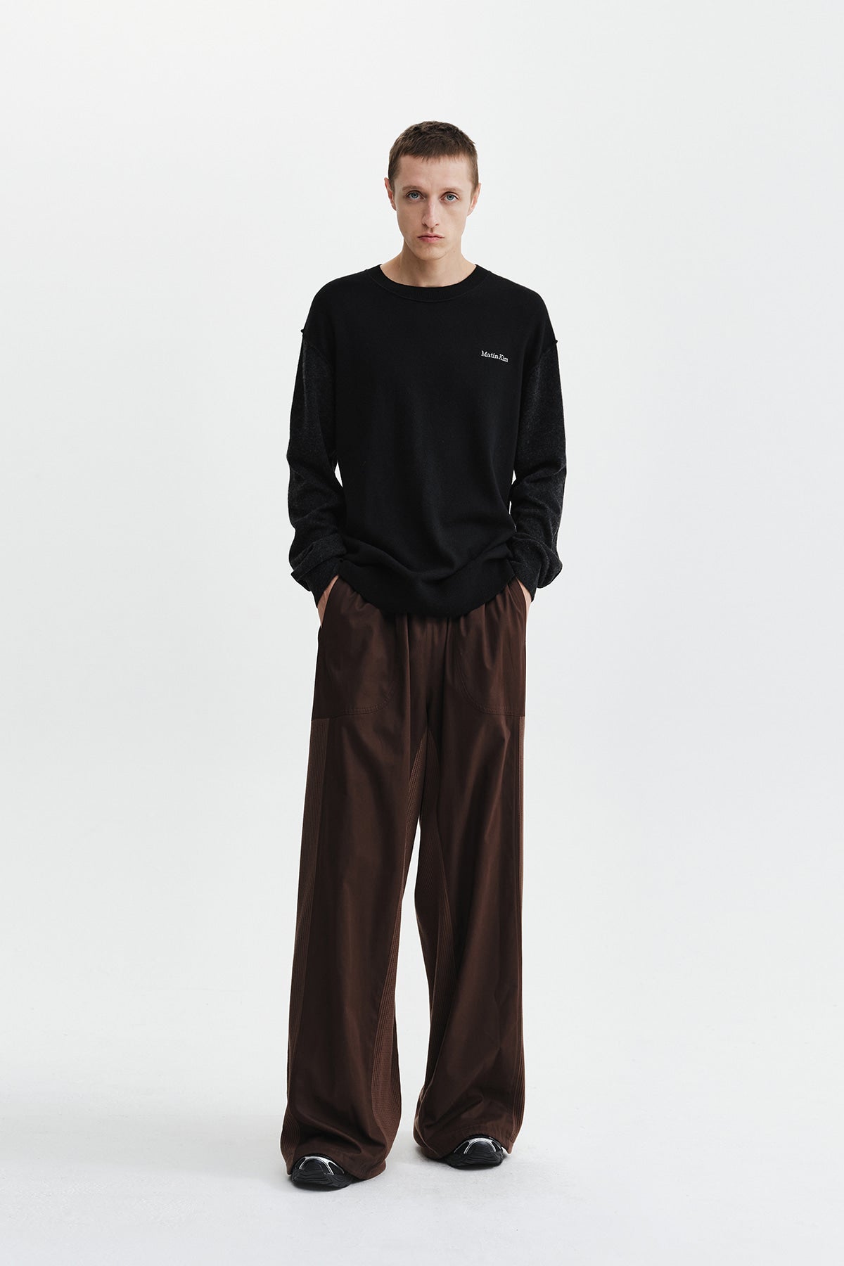 Matin Kim - Waffle Color Block Track Pants (Brown) product image 9 | TRAB K-Fashion Australia