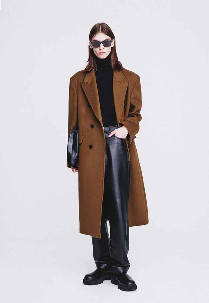 Tonywack - Cashmere Double-Breasted Tailored Coat (Dark Camel) product image 4 | TRAB K-Fashion Australia