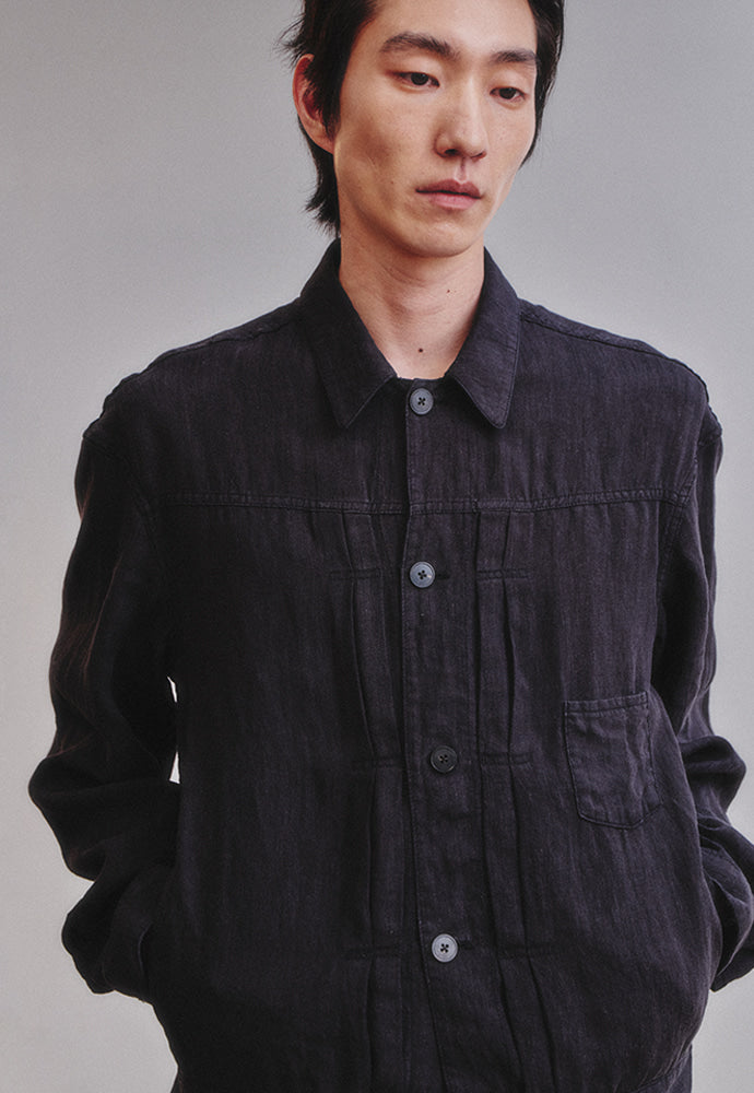 Art if acts - Linen Trucker Jacket (Black) product image 2 | TRAB K-Fashion Australia