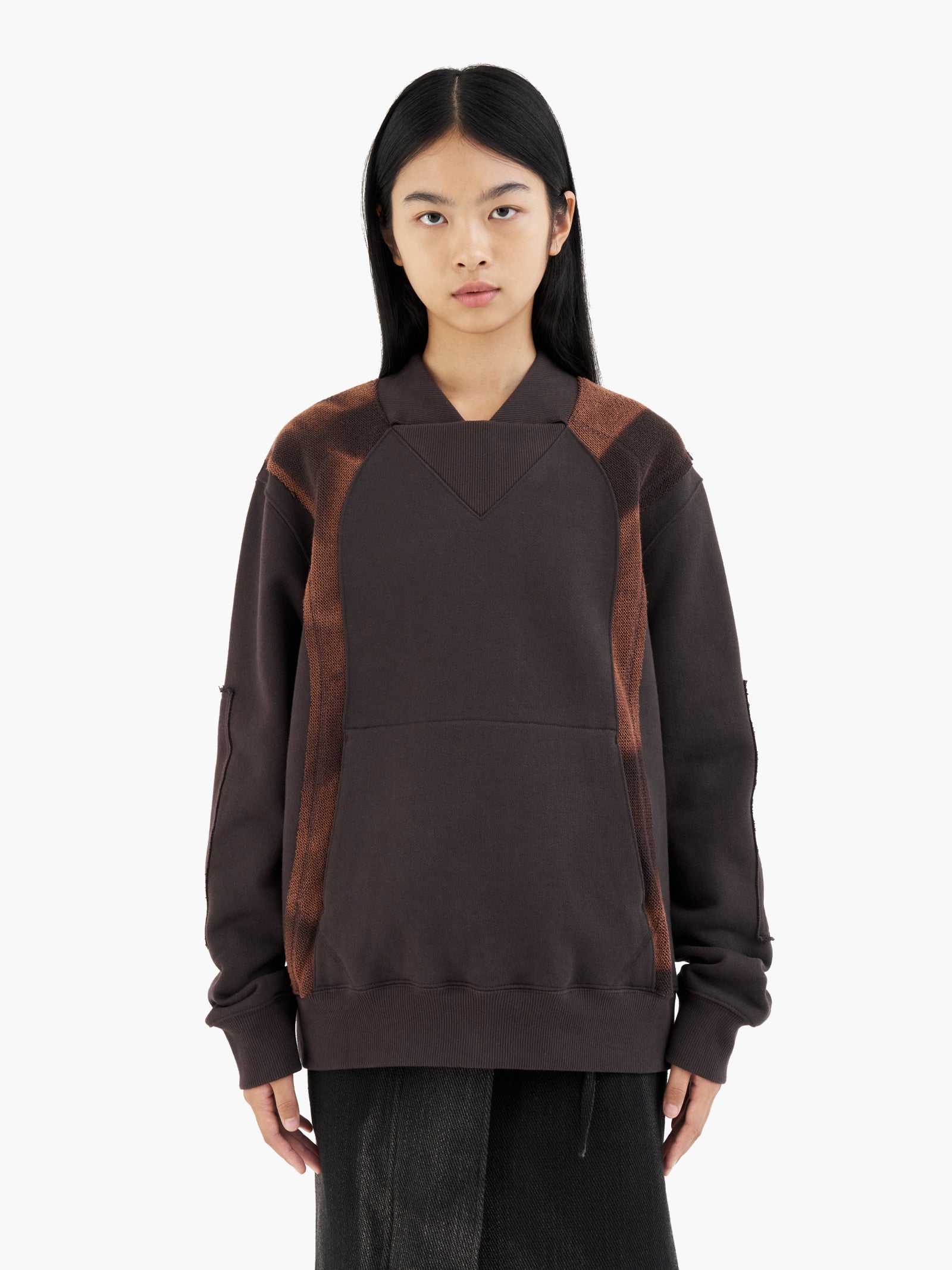 Jiyong Kim - Sun-Bleached Panel Sweatshirts (Burgundy) product image 3 | TRAB K-Fashion Australia
