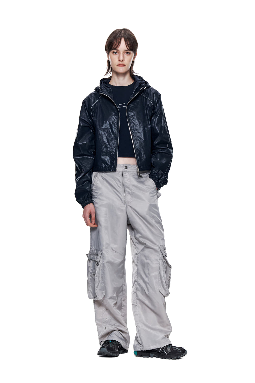 Matin Kim - Matin Crop Hoody Coating Jumper (Navy) product image 8 | TRAB K-Fashion Australia