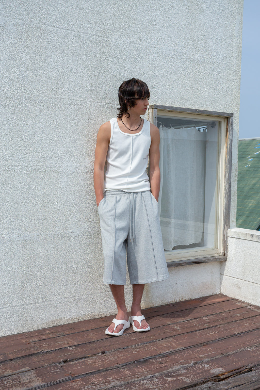 Matin Kim - Small Logo Pintuck Sleeveless Top (White) product image 8 | TRAB K-Fashion Australia