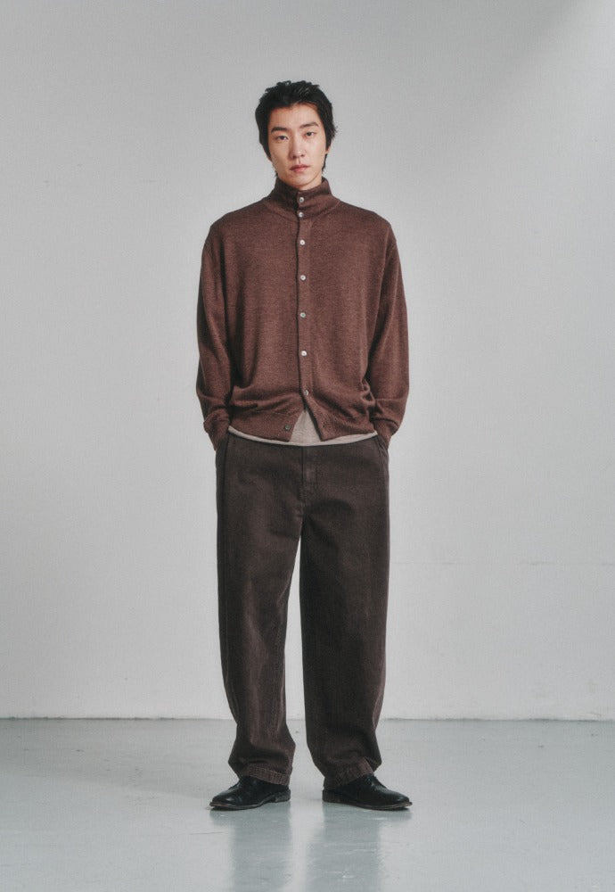 Art if acts - Cotton Side Tuck Curved Trousers (Wood) product image 1 | TRAB K-Fashion Australia