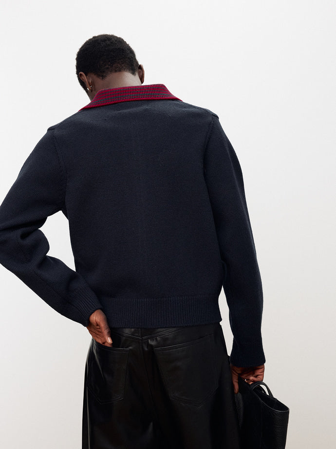 Tonywack - Contrast Collar Full-Zip Blouson (Navy) product image 6 | TRAB K-Fashion Australia