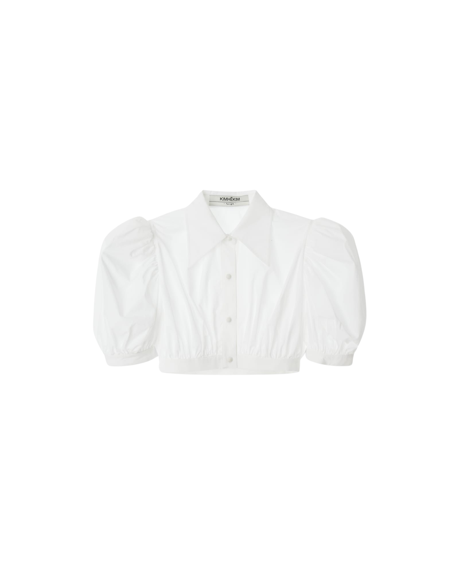 Kimhe Kim - Puff Short Sleeve Cropped Cotton Blouse (White) product image 3 | TRAB K-Fashion Australia