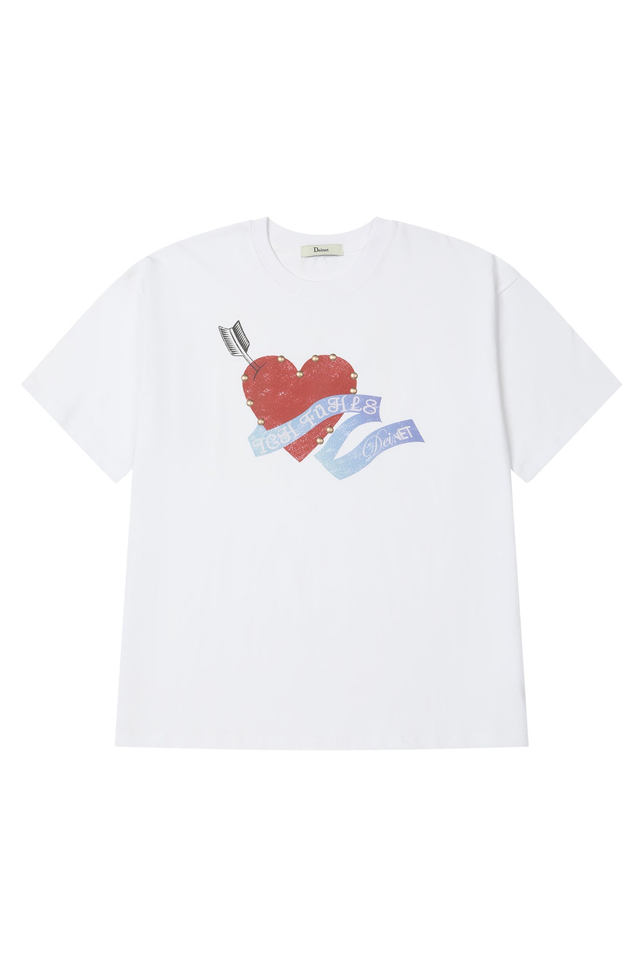 Deinet - Stud Heart T-Shirt (White) product image 1 | TRAB K-Fashion Australia
