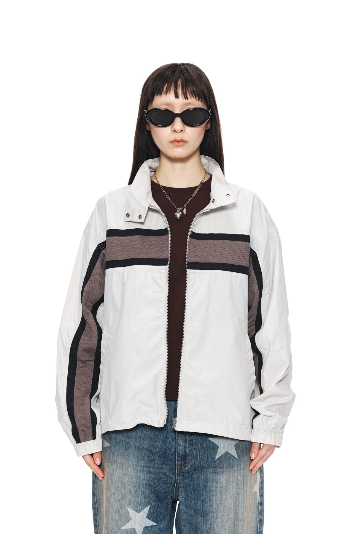 Matin Kim - Mesh Mix Racing Jumper (Light Beige) product image 5 | TRAB K-Fashion Australia