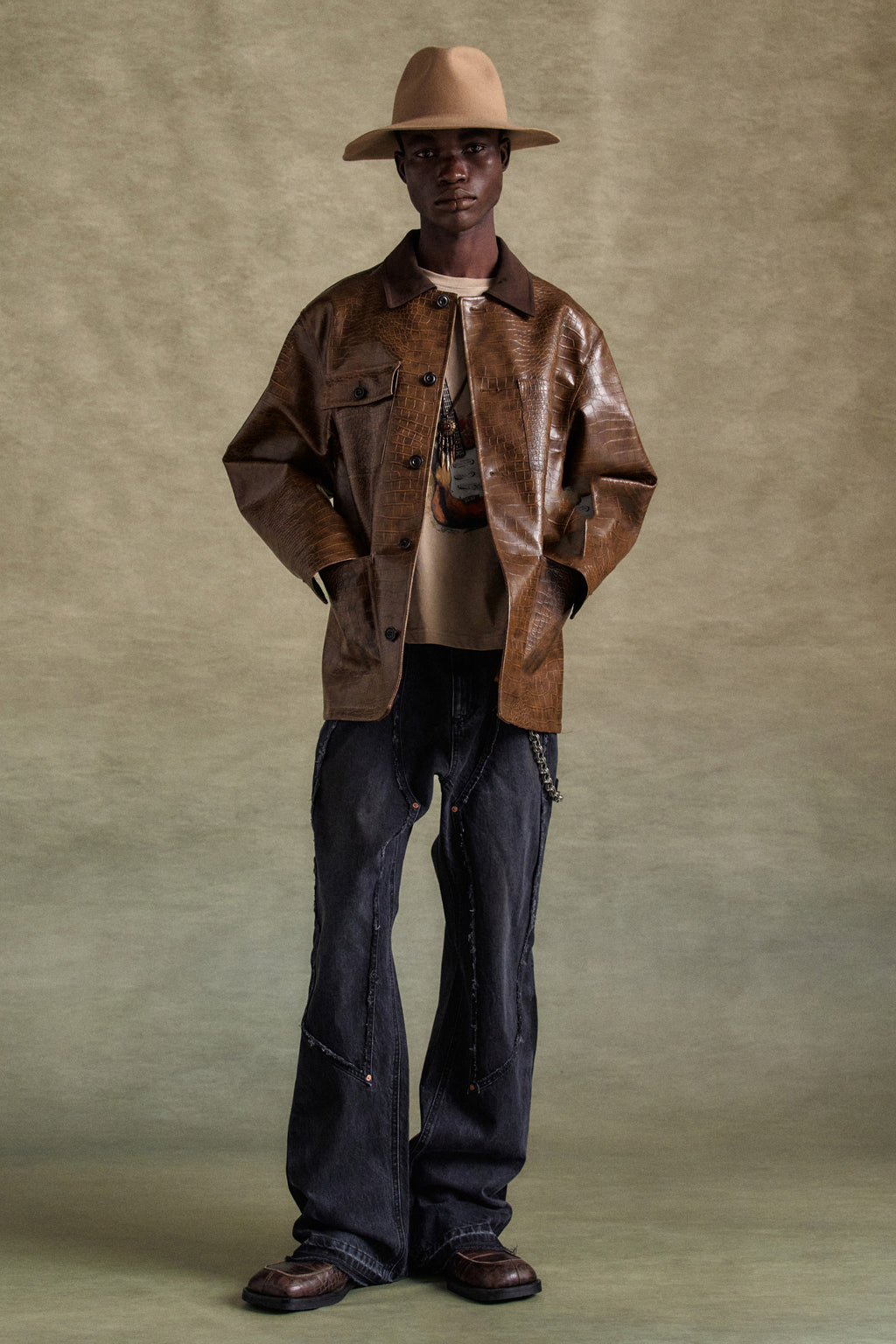 Andersson Bell - Faux Leather Work Jacket (Brown) product image 7 | TRAB K-Fashion Australia