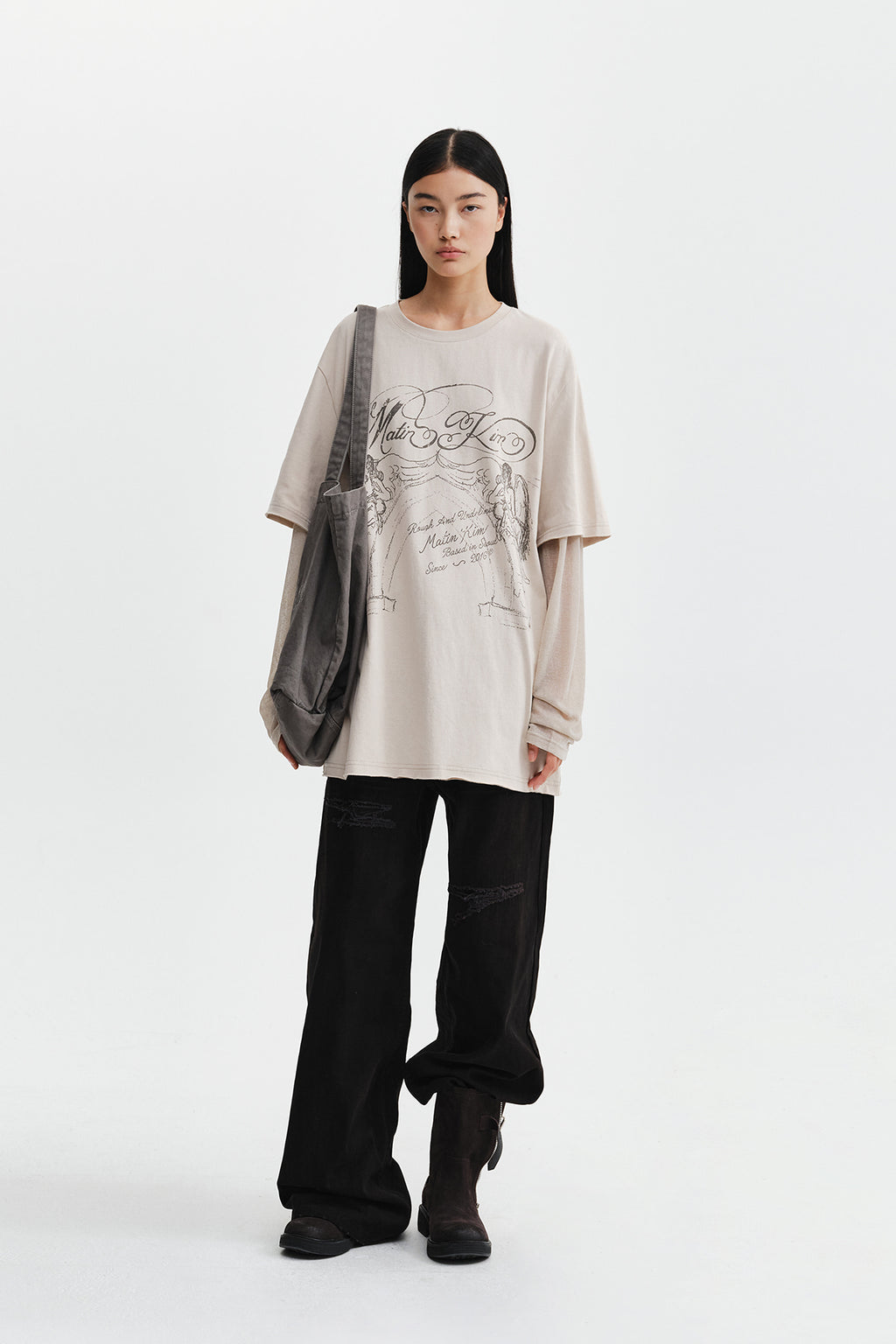 Matin Kim - Graffiti Artwork Layered Top (Beige) product image 9 | TRAB K-Fashion Australia