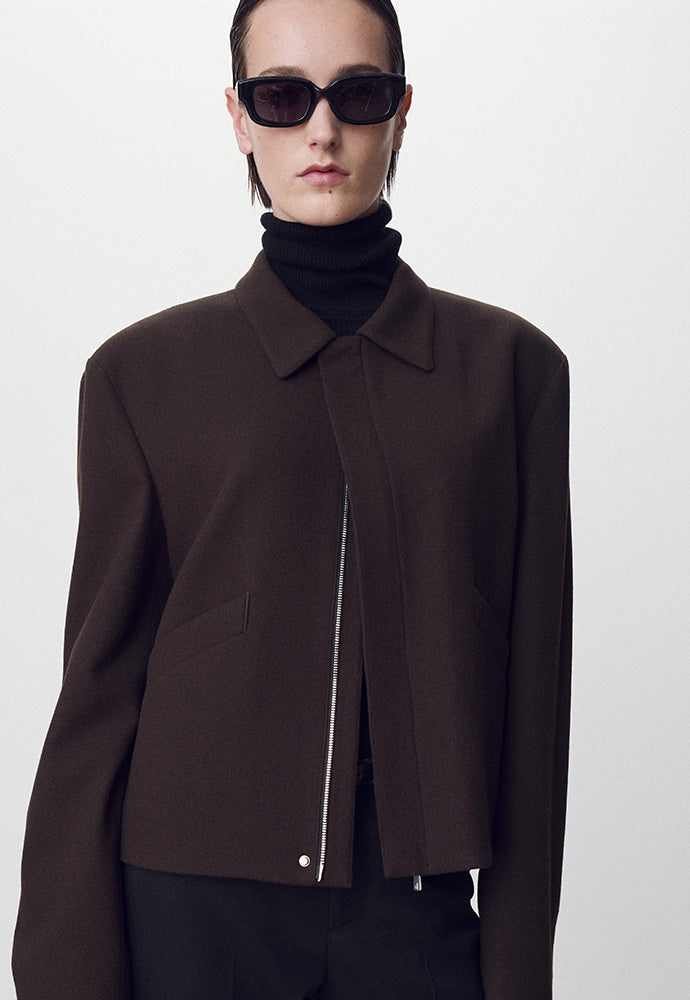 Tonywack - Virgin Wool Cropped Blouson Jacket (Dark Brown) product image 1 | TRAB K-Fashion Australia