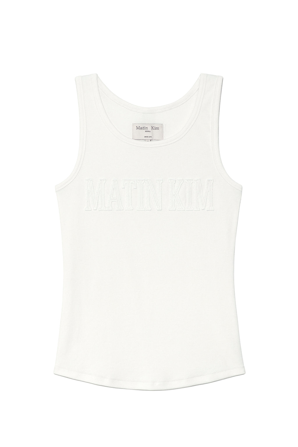 Matin Kim - Logo Applique Slim Tank Top (White) product image 1 | TRAB K-Fashion Australia