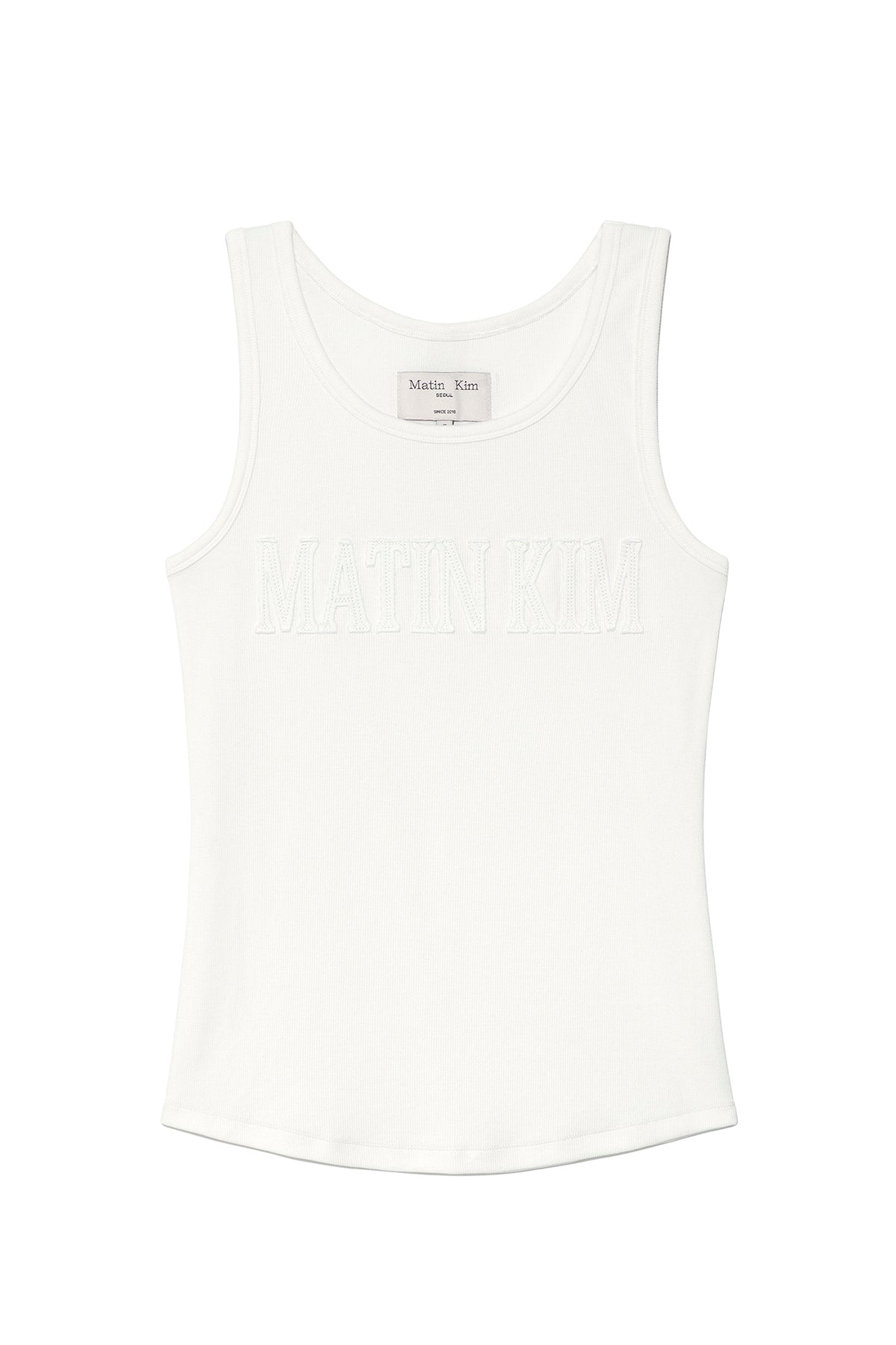 Matin Kim - Logo Applique Slim Tank Top (White) product image 1 | TRAB K-Fashion Australia
