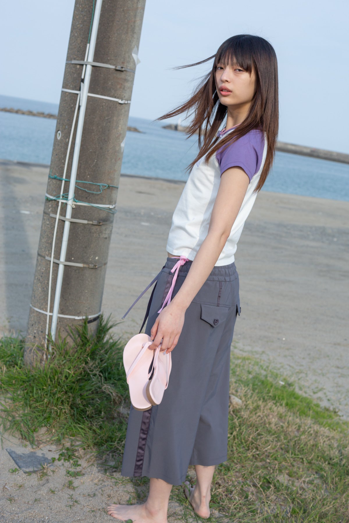 Matin Kim - Flower Stitch Raglan Logo Top (Purple) product image 9 | TRAB K-Fashion Australia