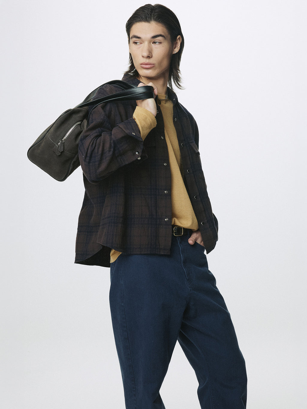Tonywack - Wool And Cotton Checked Shirt Jacket Japanese Fabric (Brown) product image 5 | TRAB K-Fashion Australia