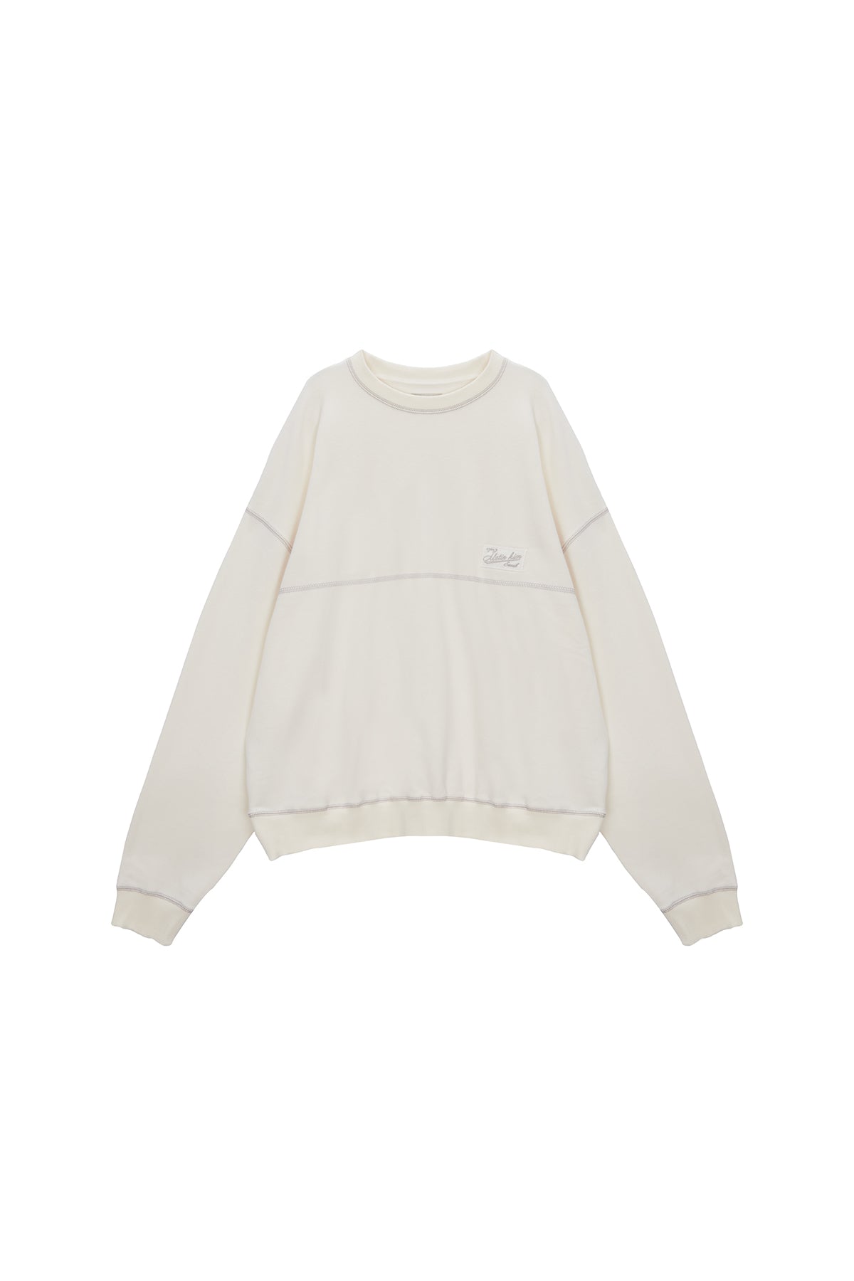 Matin Kim - Stitch Label Sweatshirt (Ivory) product image 1 | TRAB K-Fashion Australia