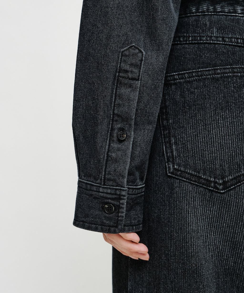 Marithe & Francois Girbaud - Micro Classic Logo Oversized Denim Shirt (Black) product image 5 | TRAB K-Fashion Australia
