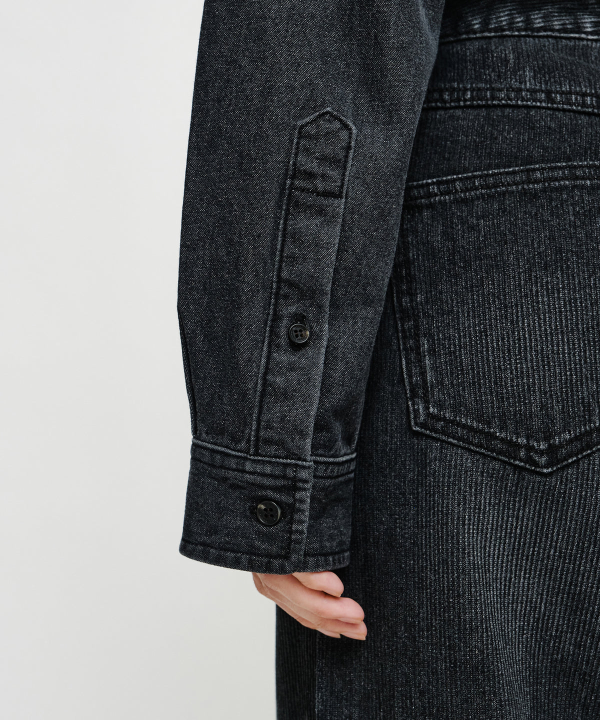 Marithe & Francois Girbaud - Micro Classic Logo Oversized Denim Shirt (Black) product image 5 | TRAB K-Fashion Australia