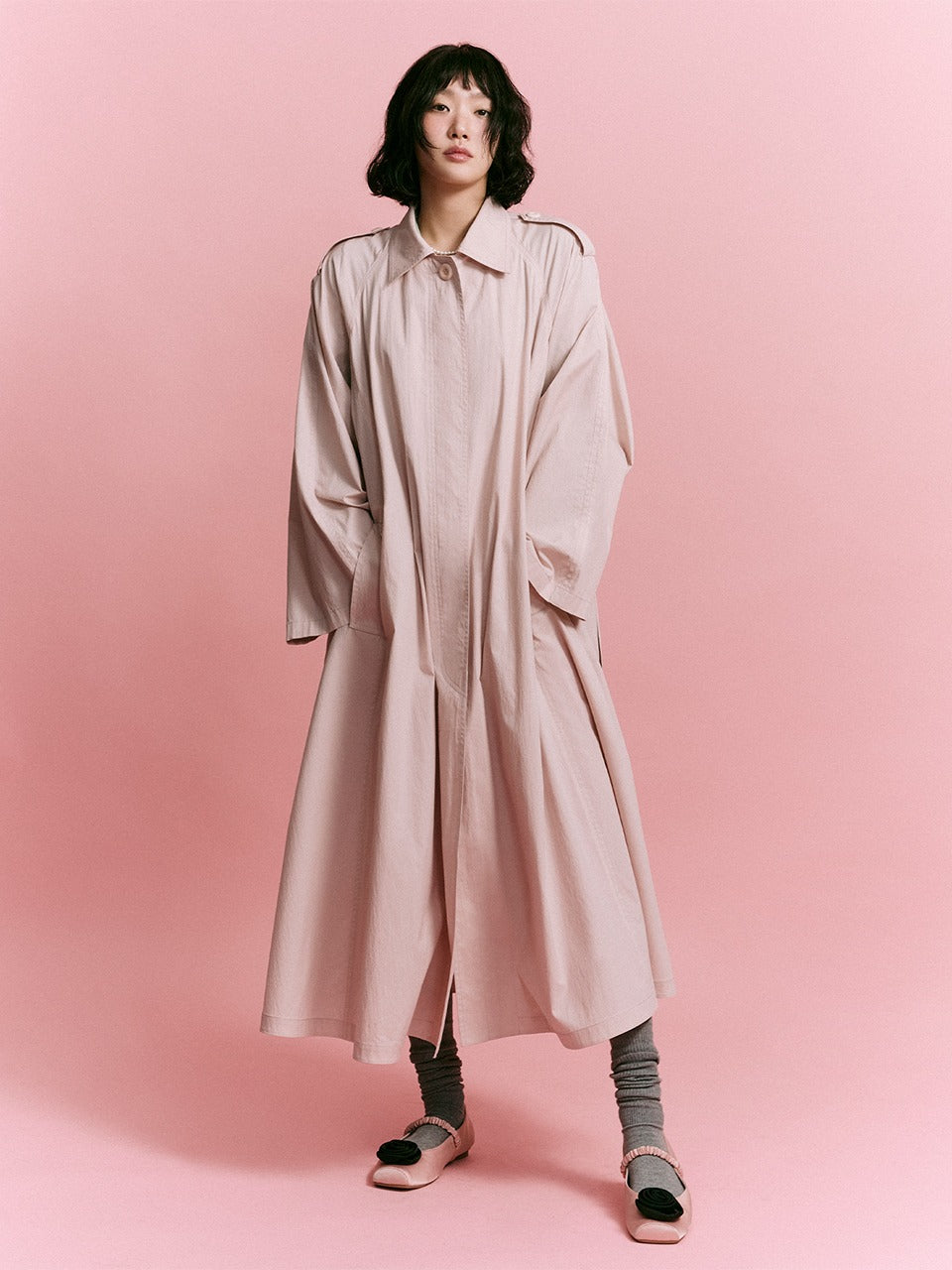 Mardi Mercredi - Belted Trench Coat Raglan (Pink) product image 1 | TRAB K-Fashion Australia