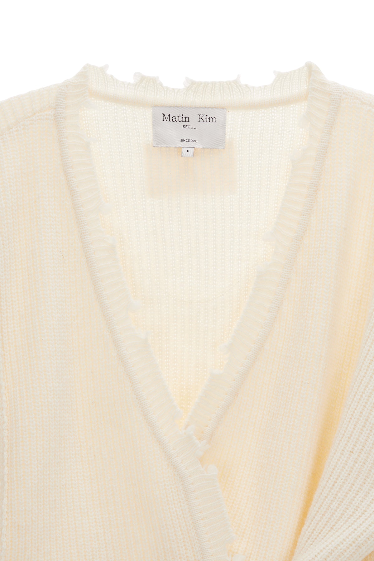 Matin Kim - Pinched Two Way Knit Zip Cardigan (Ivory) product image 3 | TRAB K-Fashion Australia