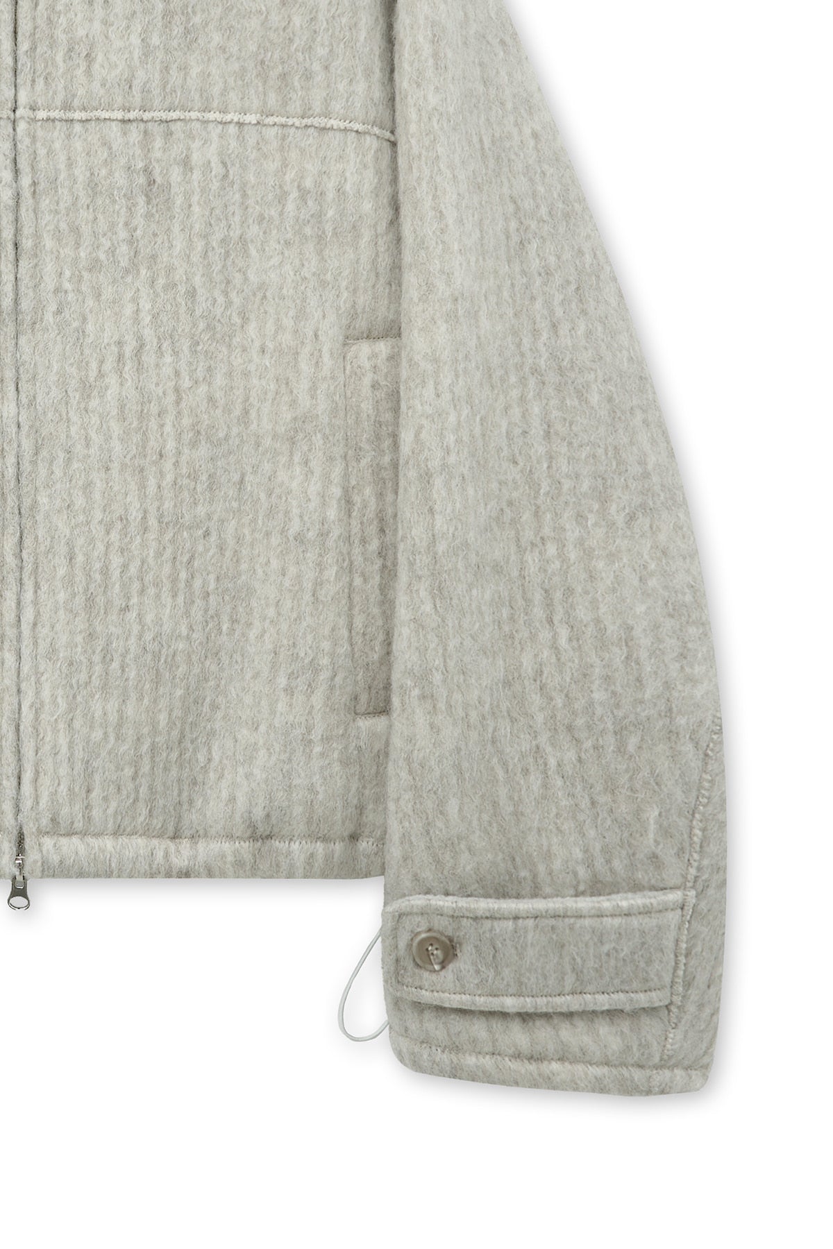Matin Kim - Hairy High Neck Zip Up Jumper (Light Beige) product image 5 | TRAB K-Fashion Australia