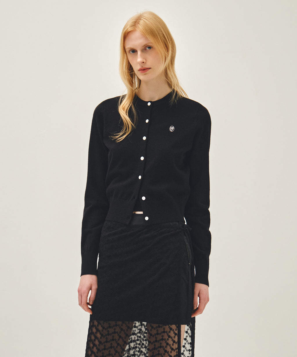 Marithe & Francois Girbaud - Basic Knit Cardigan Setup (Black) product image 2 | TRAB K-Fashion Australia