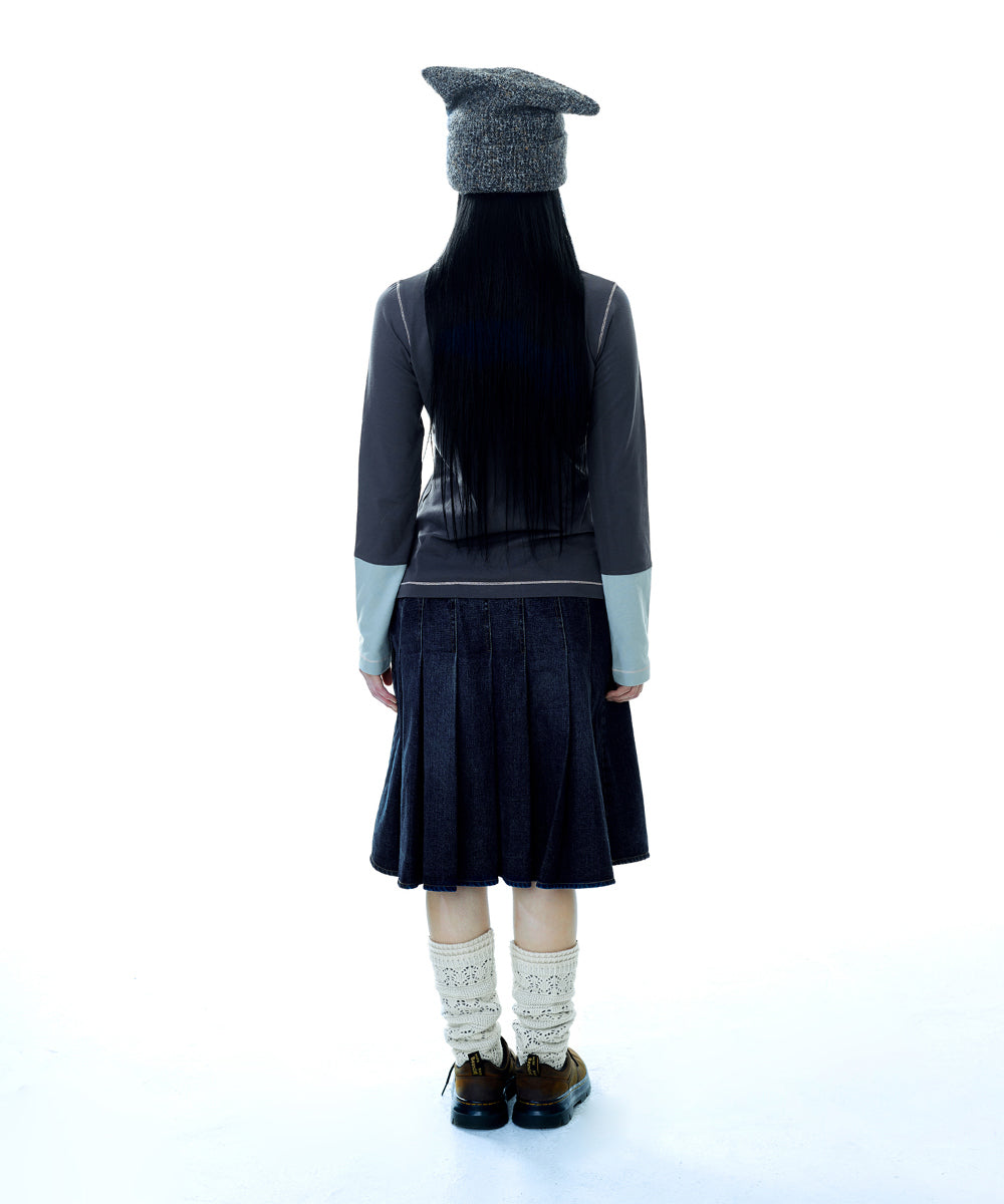 Coyseio - Deep Denim Pleats Skirt (Navy) product image 16 | TRAB K-Fashion Australia