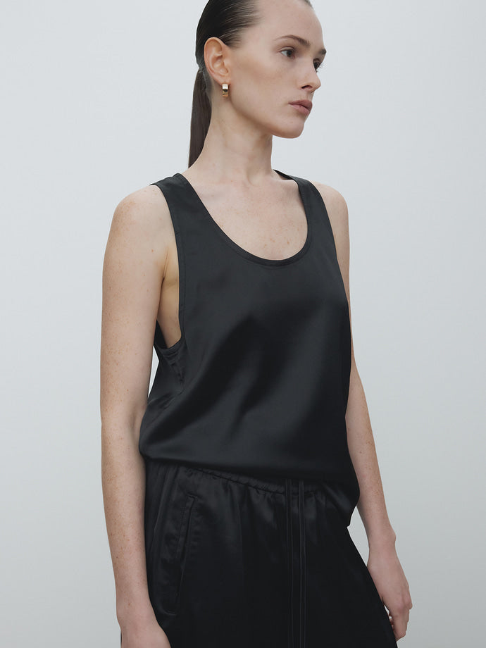 Tonywack - Tailored Satin Sleeveless Top (Black) product image 3 | TRAB K-Fashion Australia
