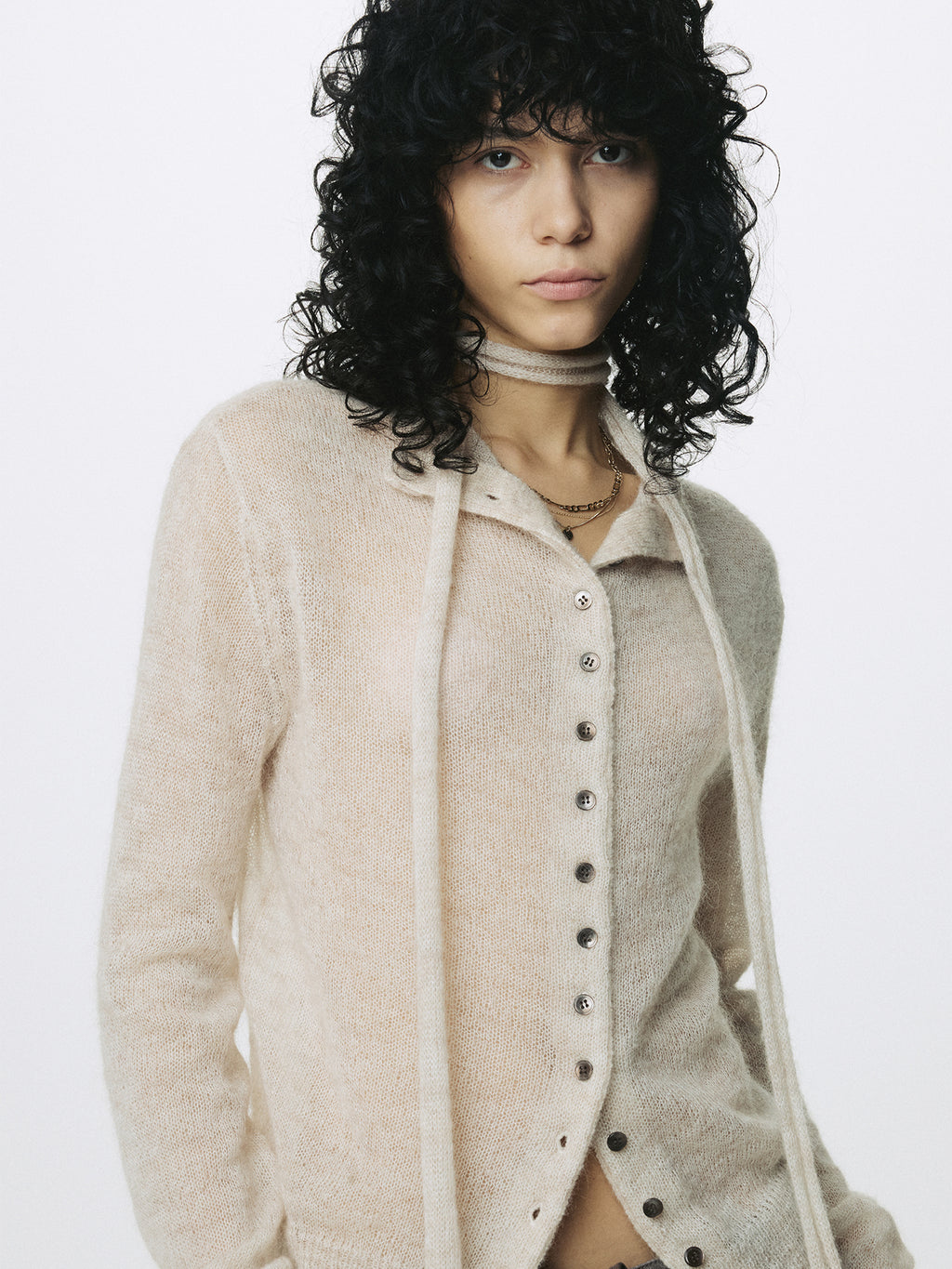 Tonywack - Mohair Half-Neck Cardigan (Ecru) product image 1 | TRAB K-Fashion Australia
